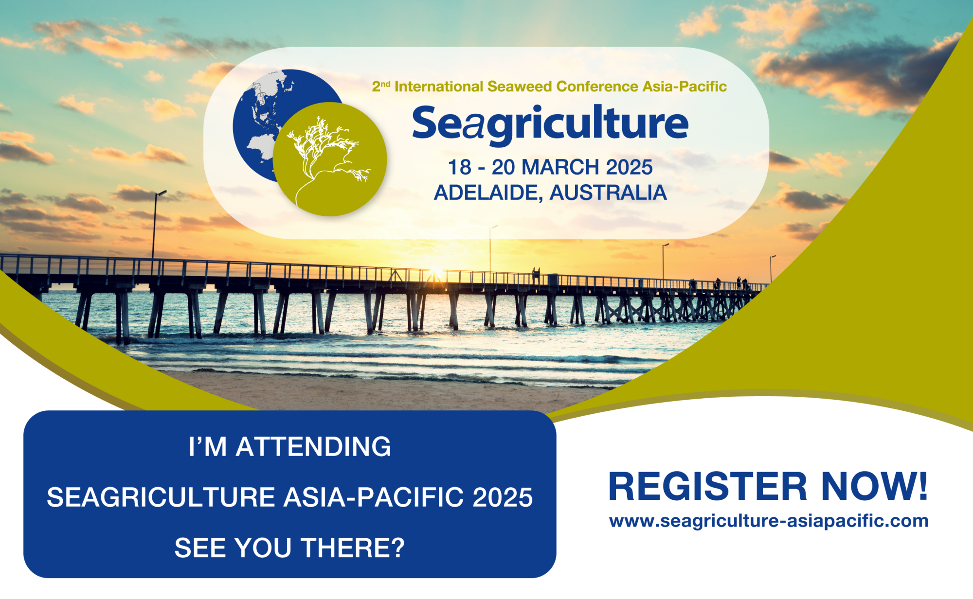 Banner for the Seagriculture in March 2025 in Adelaide, Australia.