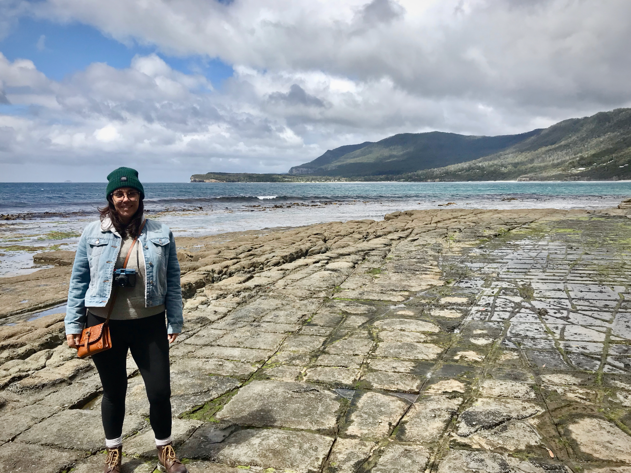 Our new seaweed research intern, Melanie Ross, exploring southern Tasmania's shorelines.